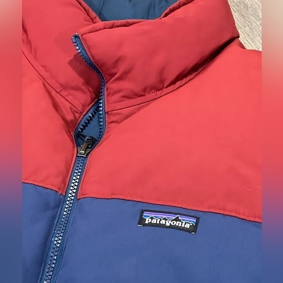 Men’s Patagonia Medium Down Reversible Bivy Navy & Red Insulated Vest Coat EUC - Picture 2 of 8